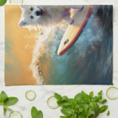 American Eskimo Beach Surfmalerei Geschirrtuch (Gefaltet)