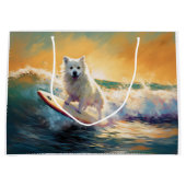 American Eskimo Beach Surfmalerei Große Geschenktüte (Vorderseite)