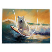 American Eskimo Beach Surfmalerei Große Geschenktüte (Rückseite)