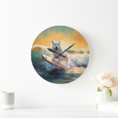 American Eskimo Beach Surfmalerei Große Wanduhr (Zuhause)