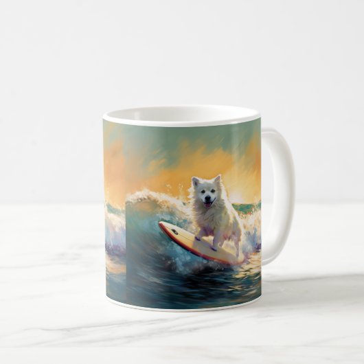 American Eskimo Beach Surfmalerei Kaffeetasse (VorderseiteRechts)