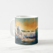 American Eskimo Beach Surfmalerei Kaffeetasse (Vorderseite Links)