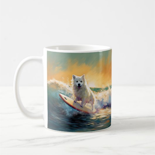 American Eskimo Beach Surfmalerei Kaffeetasse (Links)
