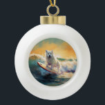 American Eskimo Beach Surfmalerei Keramik Kugel-Ornament<br><div class="desc">Tauchen Sie ein in die spielerische Welt des Kaninchen-Abenteuers mit diesem faszinierenden Bild. Ein gepflegter Hund geht zu den Wellen und reitet geschickt auf einem sonnengeküssten Strand. Das lebendige Kunstwerk vereint wunderbar das Wesentliche der Erregung am Strand, während der Hund furchtlos auf den Wellen reitet und den Geist von Spaß...</div>