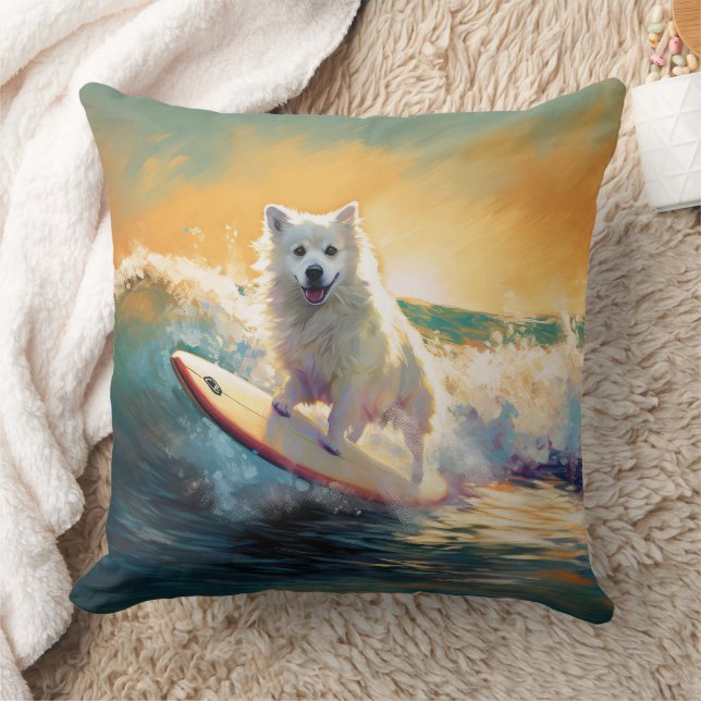 American Eskimo Beach Surfmalerei Kissen (Decke)
