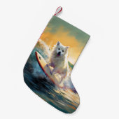 American Eskimo Beach Surfmalerei Kleiner Weihnachtsstrumpf (Vorderansicht (hängend))