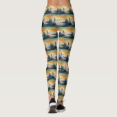 American Eskimo Beach Surfmalerei Leggings (Rückseite)