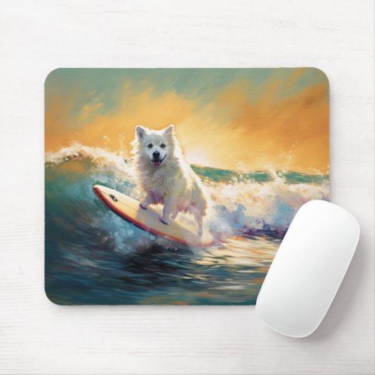 American Eskimo Beach Surfmalerei Mousepad (Mit Mouse)