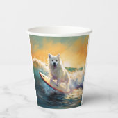 American Eskimo Beach Surfmalerei Pappbecher (Rückseite)