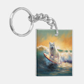 American Eskimo Beach Surfmalerei Schlüsselanhänger (Vorderseite links)
