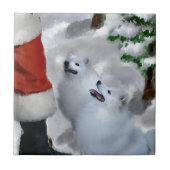 American Eskimo Christmas Fliese (Vorderseite)
