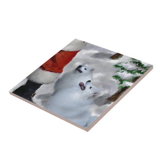 American Eskimo Christmas Fliese (Seite)