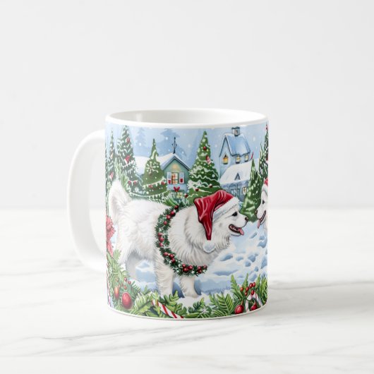 American Eskimo Christmas Kaffeetasse (Vorderseite Links)