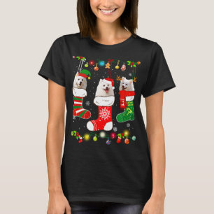 American Eskimo Christmas Lights Funny Puppy Xmas T-Shirt