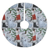 American Eskimo Christmas Polyester Weihnachtsbaumdecke (Vorderseite)