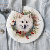 American Eskimo Christmas Wreath Festivals Button (Beispiel)