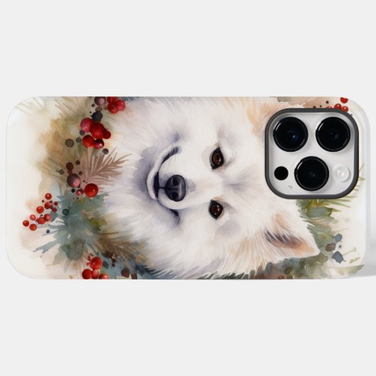 American Eskimo Christmas Wreath Festivals Case-Mate iPhone Hülle (Rückseite (Horizontal))