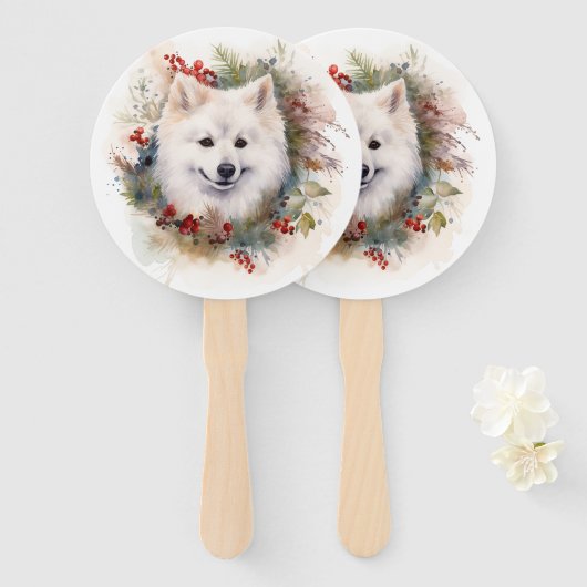 American Eskimo Christmas Wreath Festivals Fächer (Vorne und Hinten)