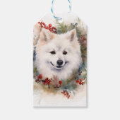 American Eskimo Christmas Wreath Festivals Geschenkanhänger (Vorderseite)