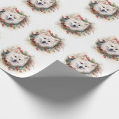 American Eskimo Christmas Wreath Festivals Geschenkpapier (Ecke)