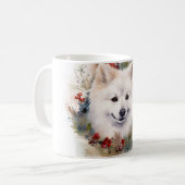 American Eskimo Christmas Wreath Festivals Kaffeetasse (Vorderseite Links)