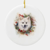 American Eskimo Christmas Wreath Festivals Keramik Ornament (Hinten)