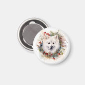 American Eskimo Christmas Wreath Festivals Magnet (Vorderseite/Rückseite)