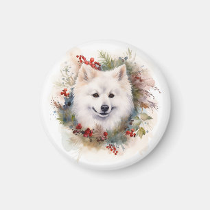 American Eskimo Christmas Wreath Festivals Magnet