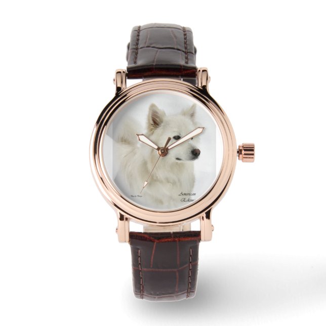 American Eskimo Dog Art Armbanduhr (Vorderseite)
