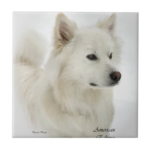 American Eskimo Dog Art Fliese (Vorderseite)