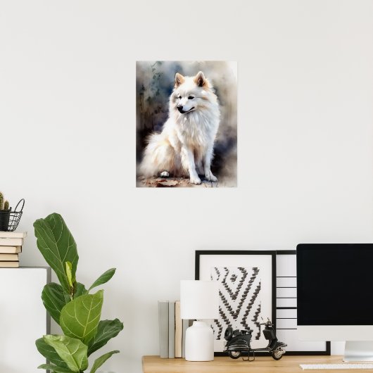 American Eskimo Dog Art Print Poster (Heimbüro)
