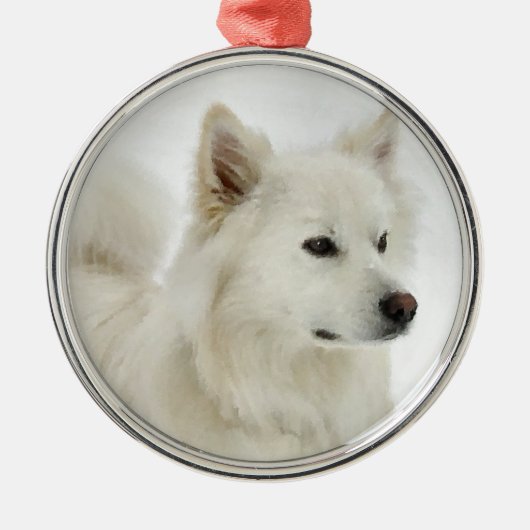 American Eskimo Dog Art Silbernes Ornament (Vorne)