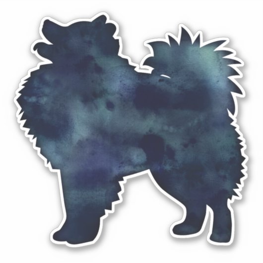 American Eskimo Dog Black Watercolor Silhouette Aufkleber (Vorderseite)