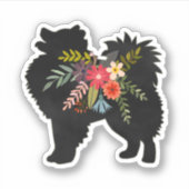 American Eskimo Dog Boho Silhouette Aufkleber (Vorderseite)