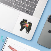 American Eskimo Dog Boho Silhouette Aufkleber (Laptop mit iPhone)