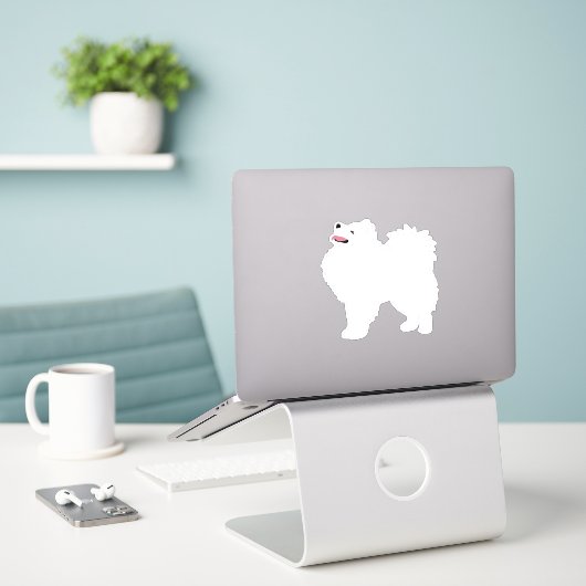 American Eskimo Dog Breed Side View Silhouette Aufkleber (Laptop auf Schreibtisch)