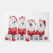 American Eskimo Dog Christmas Dress Santa Hat Fußmatte (Vorderseite)