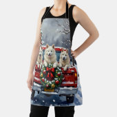 American Eskimo Dog Christmas Red Truck Holiday Schürze (InSitu)