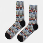 American Eskimo Dog Christmas Red Truck Holiday Socken (Linkes Detail)