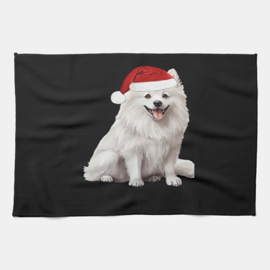 American Eskimo Dog Christmas Tree Dog Welpe Water Geschirrtuch (Horizontal)