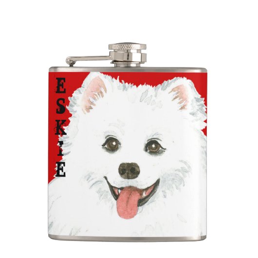 American Eskimo Dog Color Block Flachmann (Vorderseite)