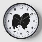 American Eskimo Dog Eskie Silhouette Uhr (Vorderseite)