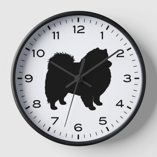 American Eskimo Dog Eskie Silhouette Uhr (Vorderseite)