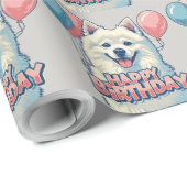 American Eskimo Dog farbenfroh Geschenkpapier (Rolleneckpunkt)