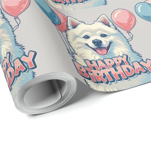 American Eskimo Dog farbenfroh Geschenkpapier (Rolleneckpunkt)