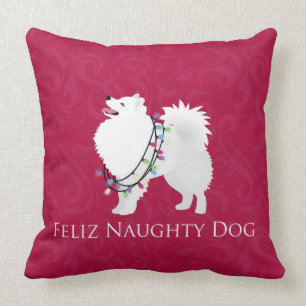 American Eskimo Dog Feliz Naughty Dog Weihnachten Kissen