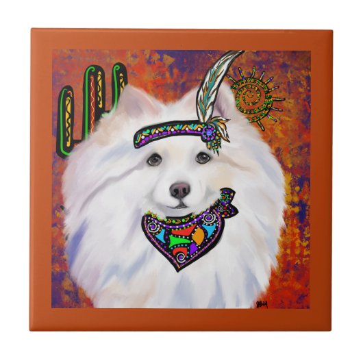 American Eskimo Dog Fliese (Vorderseite)
