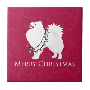 American Eskimo Dog Frohe Weihnachtsgestaltung Fliese