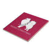 American Eskimo Dog Frohe Weihnachtsgestaltung Fliese (Seite)