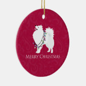 American Eskimo Dog Frohe Weihnachtsgestaltung Keramikornament (Rechts)